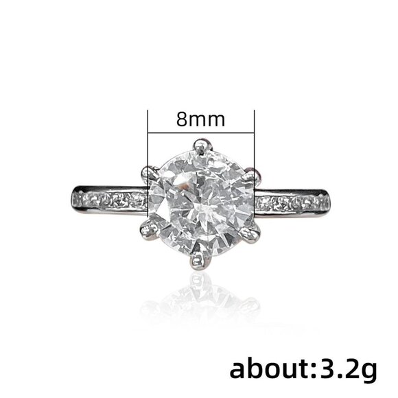 Round Brilliant Diamond 6 Prong CZ Bridal Rings for Women, HA4442-6 - Picture 4 of 6